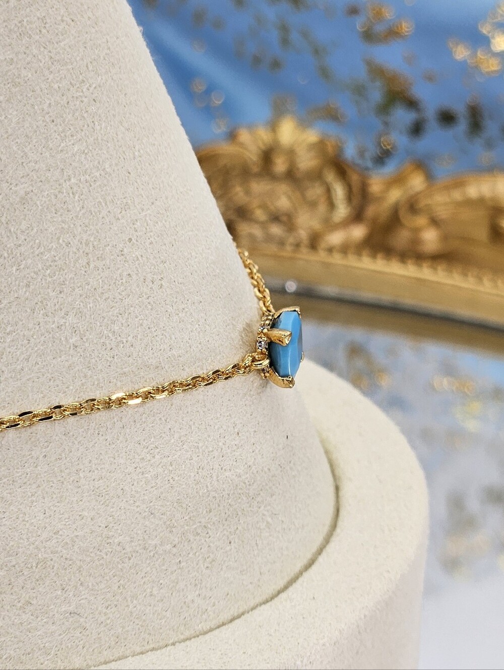 Kate Spade Bracelet Blue Gold Chain Boho Classic Modern Resort Gifts Minimalist - Picture 4 of 5